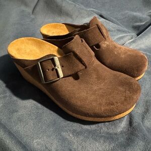 Papillio Brown Suede Women's Clogs